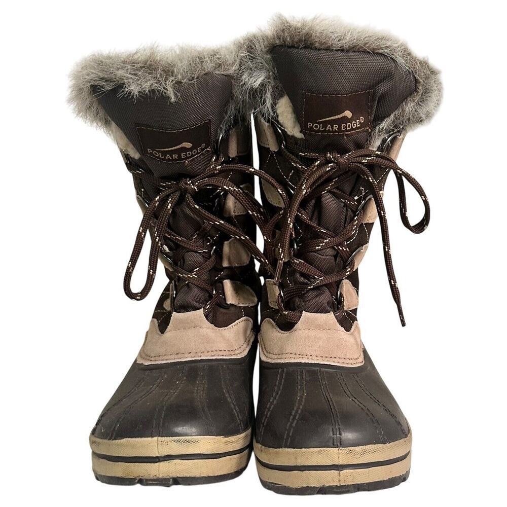 Polar Edge Thinsulate Suede Leather Faux Fur Boots Winter Womens Sz 7 Gorpcore - Picture 2 of 16